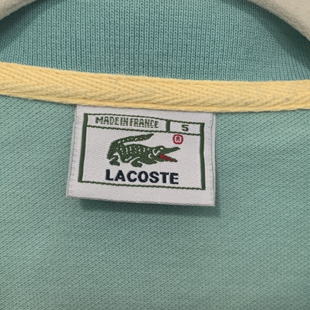 Y2K Lacoste Green Striped Shirt Sleeve Polo Shirt - Picture 2 of 8